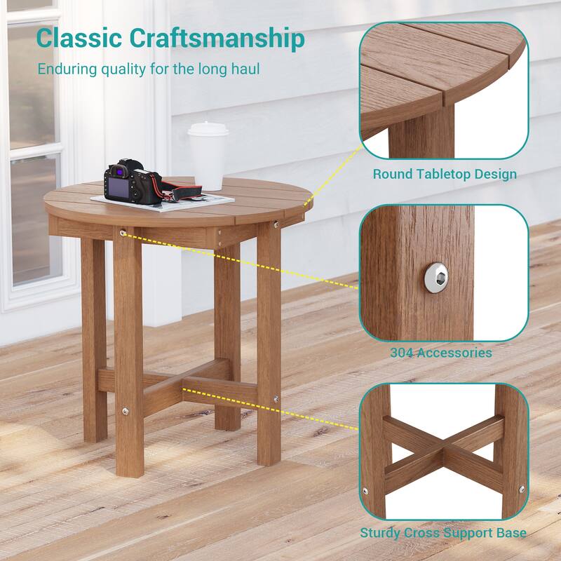 HDPE All-weather Outdoor Side Table, Easy Install Patio Table