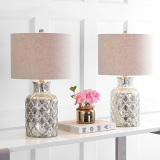 Artichoke 24.5" LED Glass Table Lamp, Mercury Silver (Set of 2) by JONATHAN  Y
