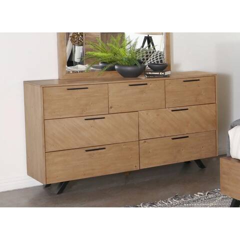 Soma Mid-century Modern Light Brown Wooden Space-saving 7 Drawer Dresser