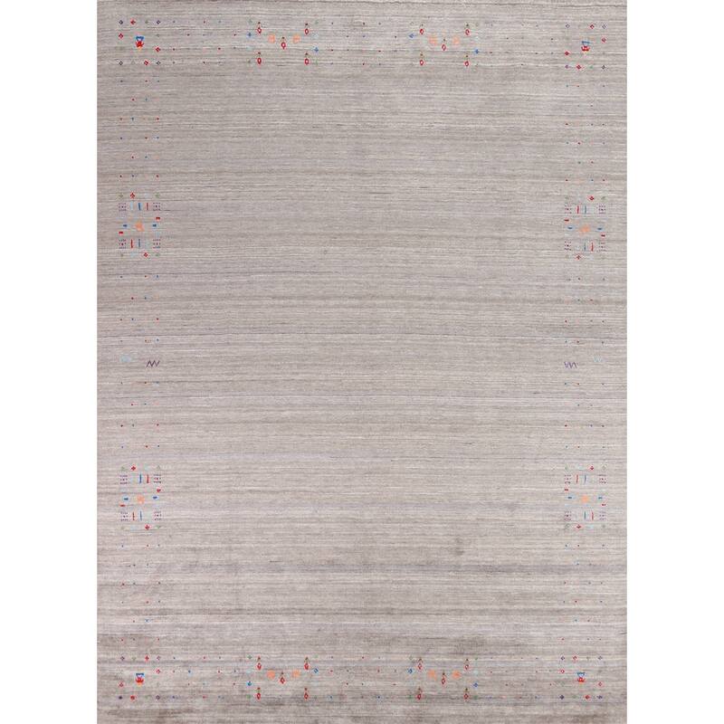 Striped Gabbeh Indian Area Rug Handmade Tribal Wool Carpet - 8'10" x 11'6"