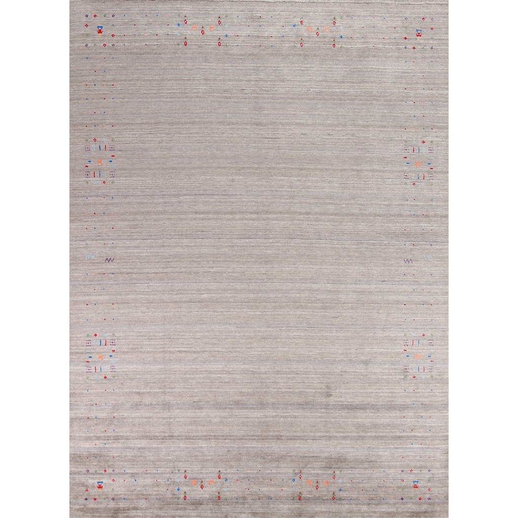 Striped Gabbeh Indian Area Rug Handmade Tribal Wool Carpet - 8'10" x 11'6"