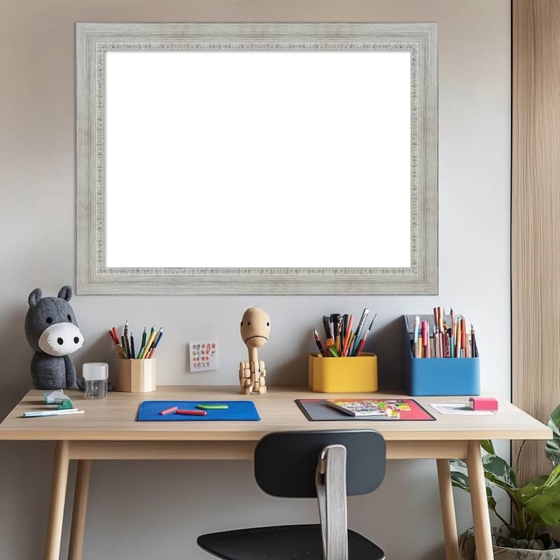 Amanti Art Rustic White Wash Framed Dry Erase Magnetic Board