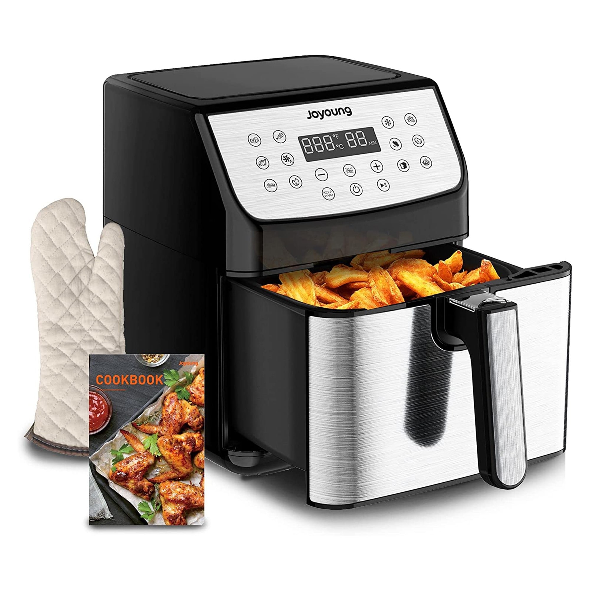 Joyoung Quart Stainless Steel Multi Double Basket Air Fryer with 13 Built In Smart Programs, Black - 12.3 - Bed Bath & Beyond - 36494983