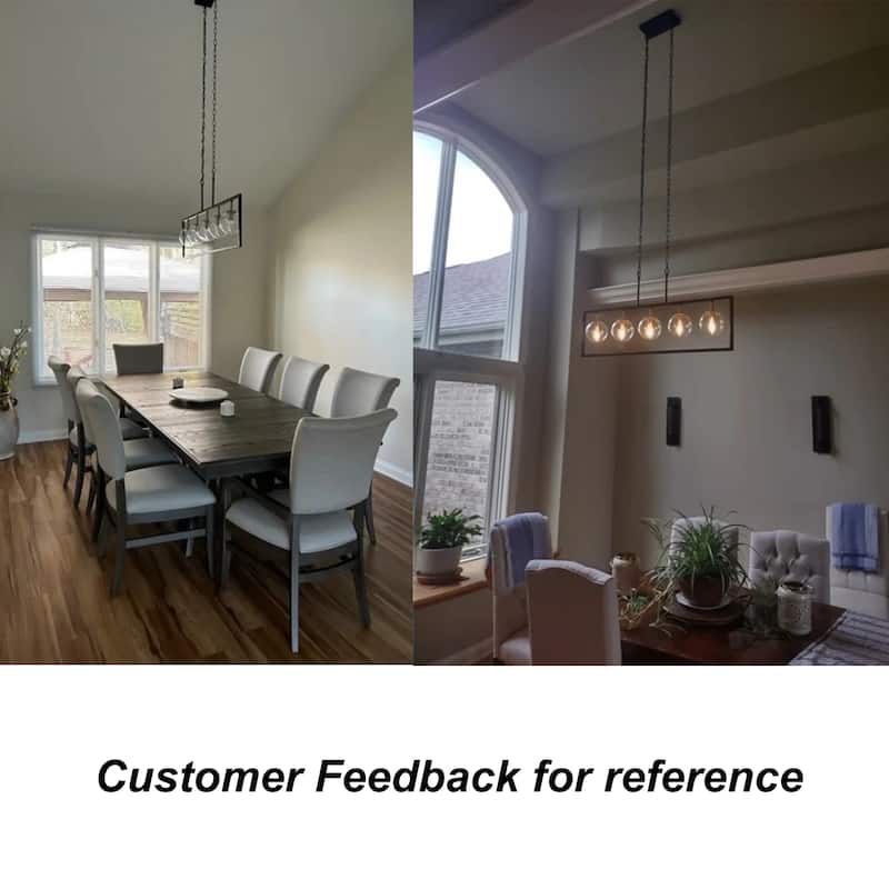 Marsie Modern Farmhouse 40-inch Linear Chandelier Globe Glass Kitchen Island Pendant Lights for Dining Room