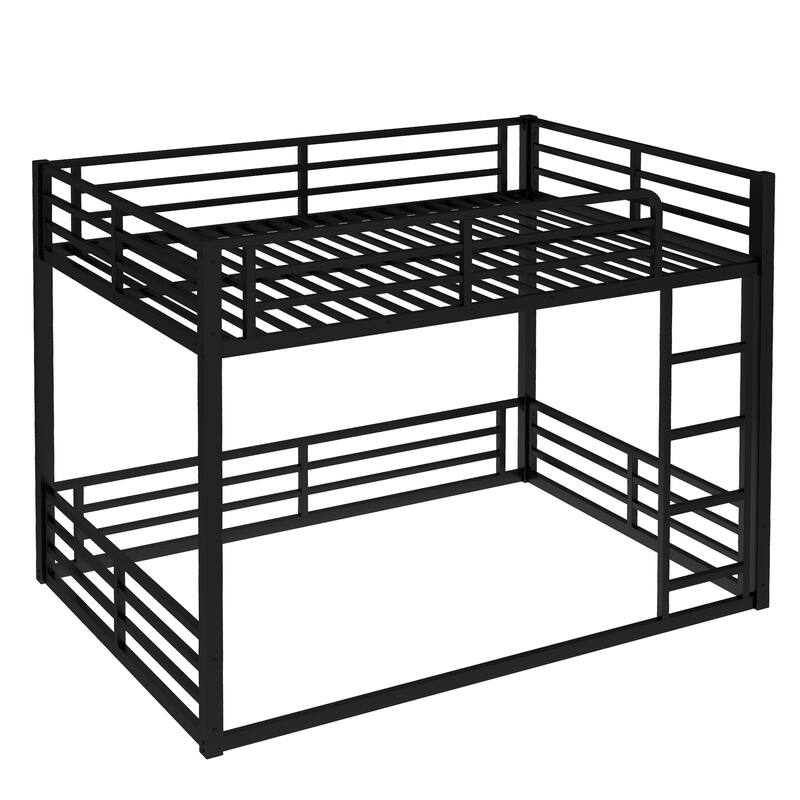 Full XL Over Full XL Metal Bunk Bed, Heavy-Duty, Noise-Reduced, Black