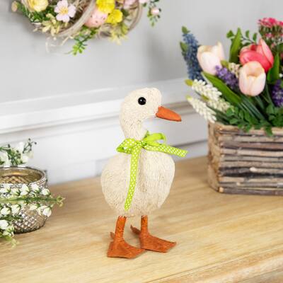 Duck with Polka-Dot Bow Easter Decoration - 8"