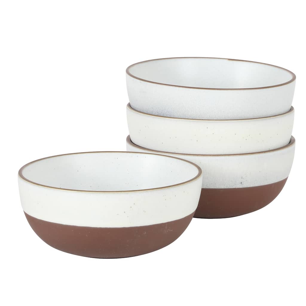 Gibson Elite William Crest 4 Piece Cereal Bowl Set, 6.25" Round Stoneware Reactive Glaze Finish, Soup, Dessert & Snack Bowls