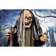 preview thumbnail 15 of 17, Haunted Hill Farm 5.3-Ft. Life-Size Talking Animatronic Witch with Red Eyes
