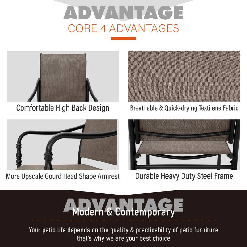 MAISON ARTS Outdoor Dining Chairs Set of 4, Breathable Material and Gourd Head Shape Armrest