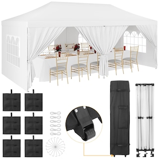 10x20 Pop Up Canopy Tent with 6 Removable Sidewalls, Commercial Heavy Duty Pop Up Canopy Tents - 225.6x113.28x129.9in