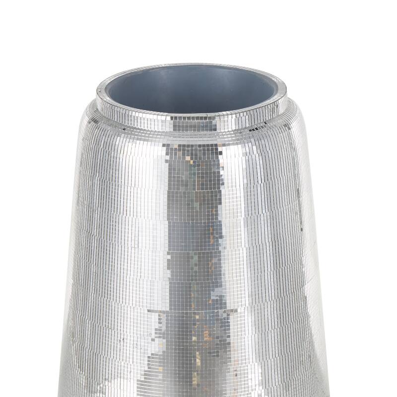 Fiberglass Mosaic Floor Decorative Vase with Blue Interior - Silver - Roche River Decor