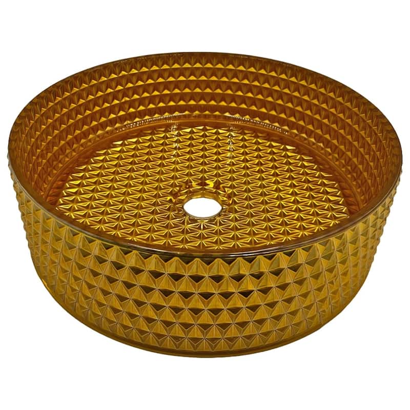 Scotch Round Basin Glass Crystal Bathroom Vessel Sink in Multiple Colors - 16" - Gold