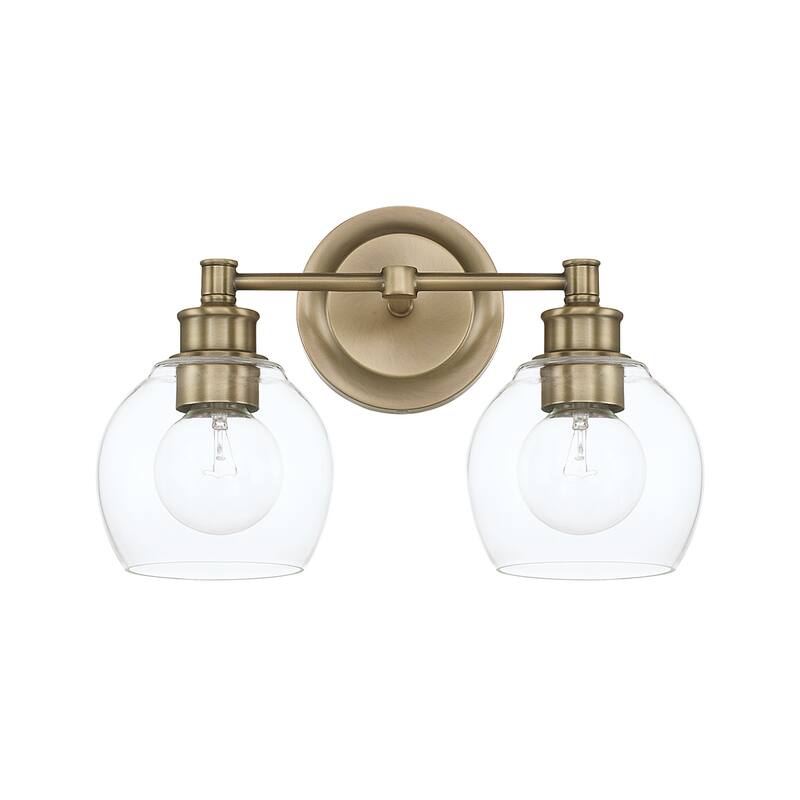 Mid-Century 2-light Bath/Vanity Fixture - Aged Brass