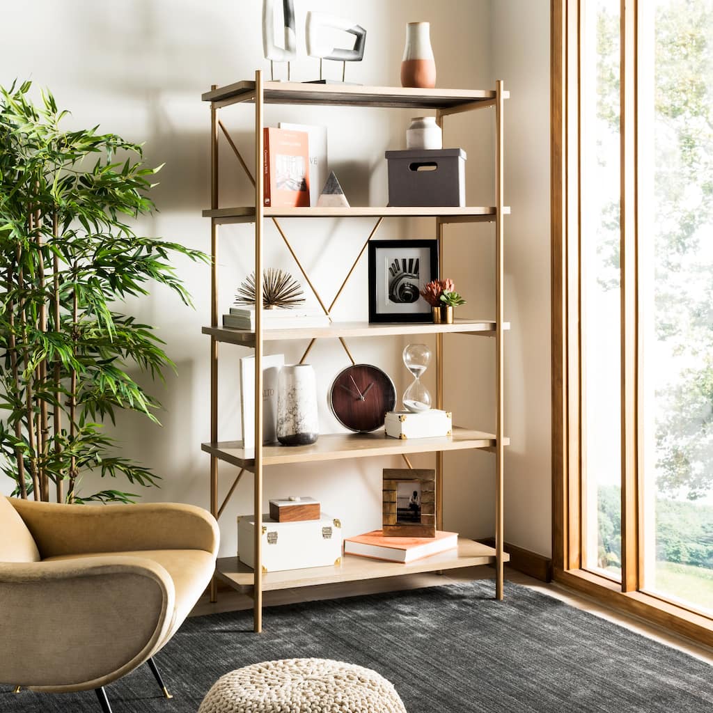 SAFAVIEH Yolanda 5-Tier Gold/ Walnut Etagere - 40' x 18' x 72' - 40Wx18Dx72H