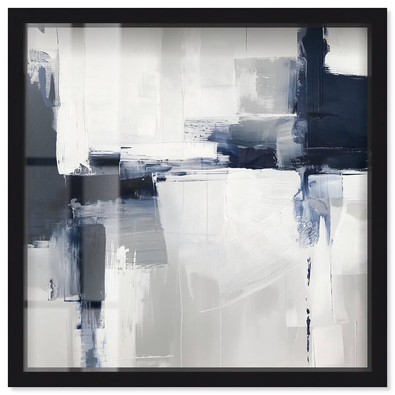 Blue Cascades on Still White Shadowbox by Art Remedy - Black - 16" x 16"