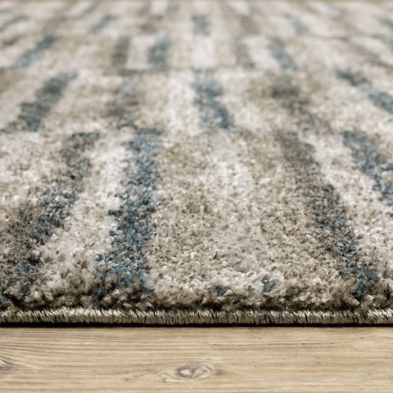 Style Haven Archer Multi Striped Teal/ Grey Indoor Area Rug.