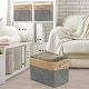 preview thumbnail 2 of 5, Storage Large Basket Set - Big Rectangular Fabric Collapsible Organizer Bin Box with Carry Handles (3-Pk Grey/Tan)