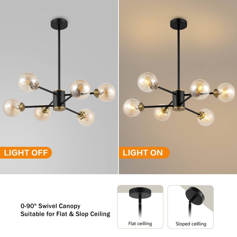 WINGBO 6-Light Modern Chandelier, Sputnik Pedant Light - N/A