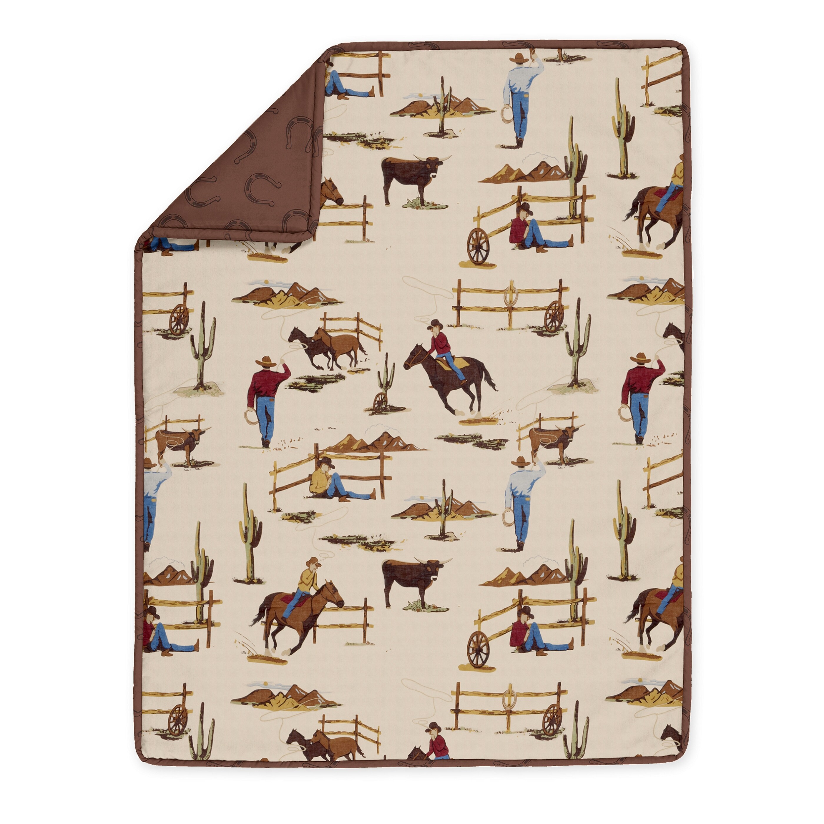 Sweet Jojo Designs Western Cowboy Boy 4pc Nursery Crib Bedding Set Wild West Southern Charm South Country Desert Horse Horseshoe
