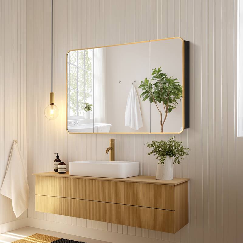 Talayuela Rectangular Aluminum Framed Medicine Cabinet with Mirror