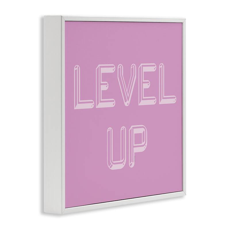 Stupell Level Up Purple & White Framed Giclee Art Design By Yass Naffas Designs