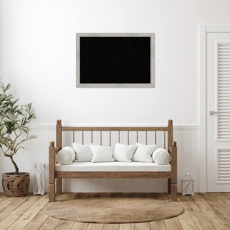 Angled Silver Wood Framed Black Corkboard Bulletin Board, Organization Board, Pin Board