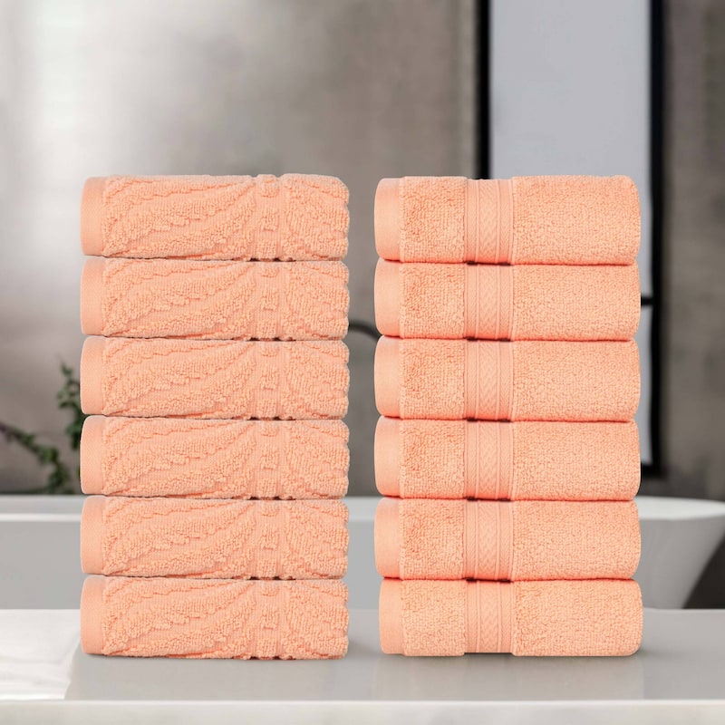 Superior Chevron Zero Twist Cotton Face Towel Washcloth Set of 12