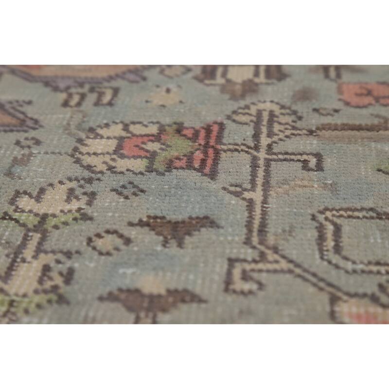 Blue Tabriz Persian Area Rug Hand-Knotted Geometric Wool Carpet - 8'0"x 11'0"