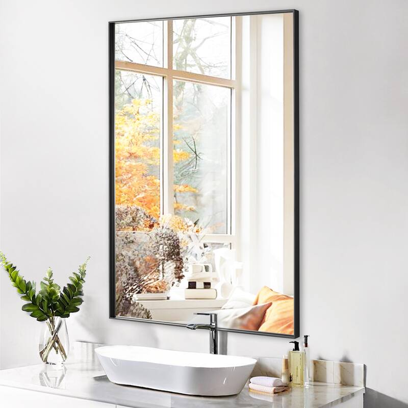Modern Rectangle Metal Framed Bathroom Vanity Mirror Wall Mirror
