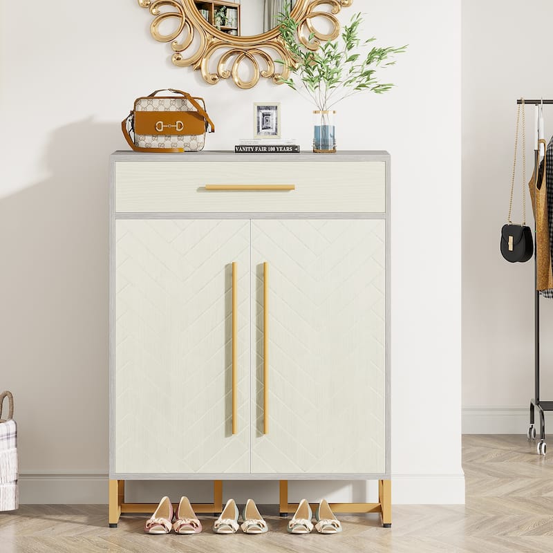 20-Pair Shoe Storage Cabinet with Drawer for Entryway - 31.5"L x 15.75"W x 39.37"H