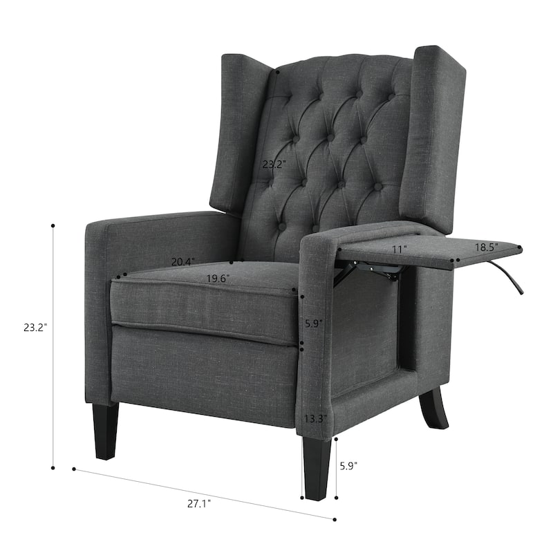 Manual Adjustable Recliner Chair. with Foldable Side Table, USB Charging ports