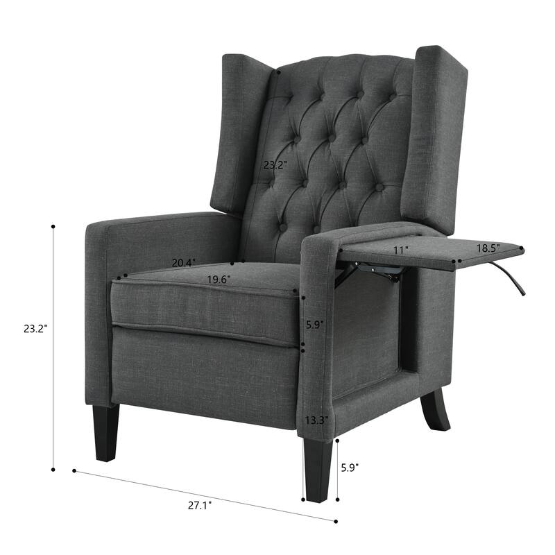 Pushback Recliner with Foldable Side Table & USB Ports