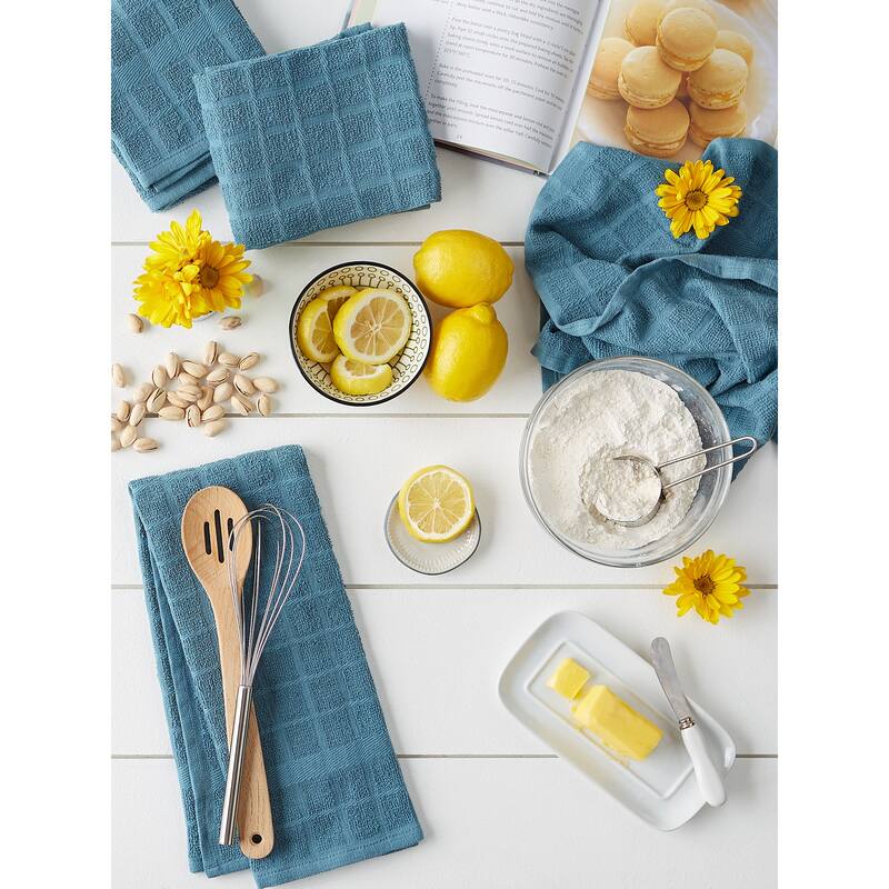 DII Solid Honey Gold Windowpane Terry Dishtowel 4 Piece