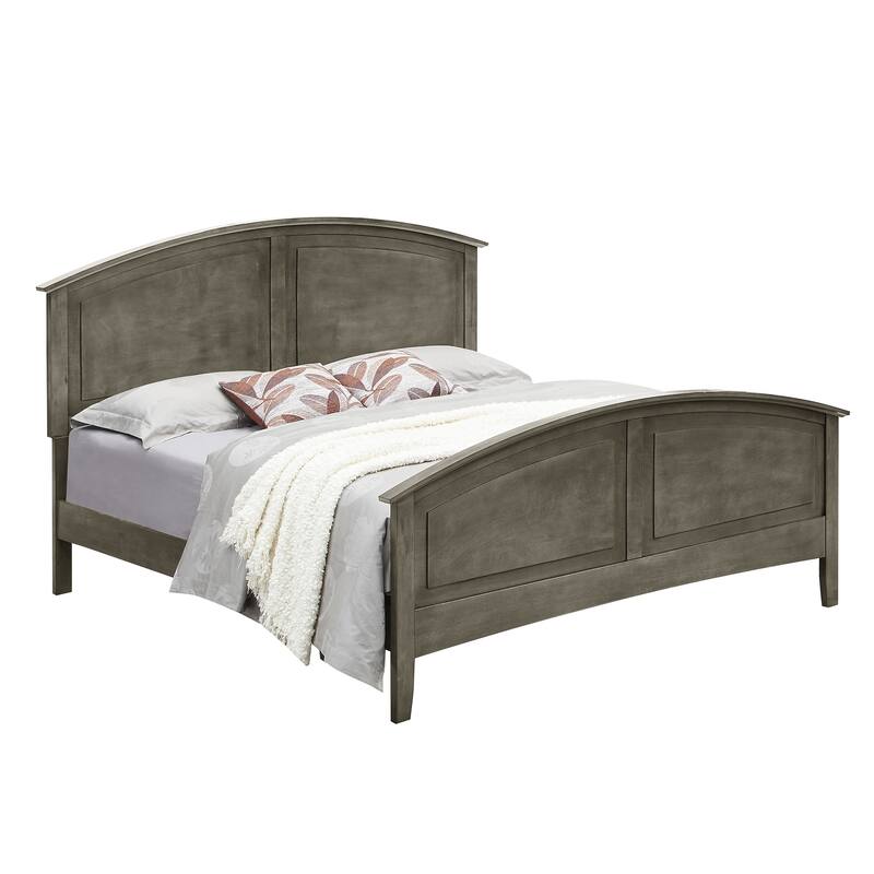 Wooden Curved Rail Full Panel Bed - 77" - Gray