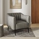 preview thumbnail 30 of 43, Alfons Industrial Leather Chair with Channel Tufting and Metal Leg by HULALA HOME