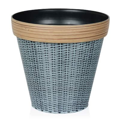 Gray/Tan Woven Style Planter with Drainage Hole-Large