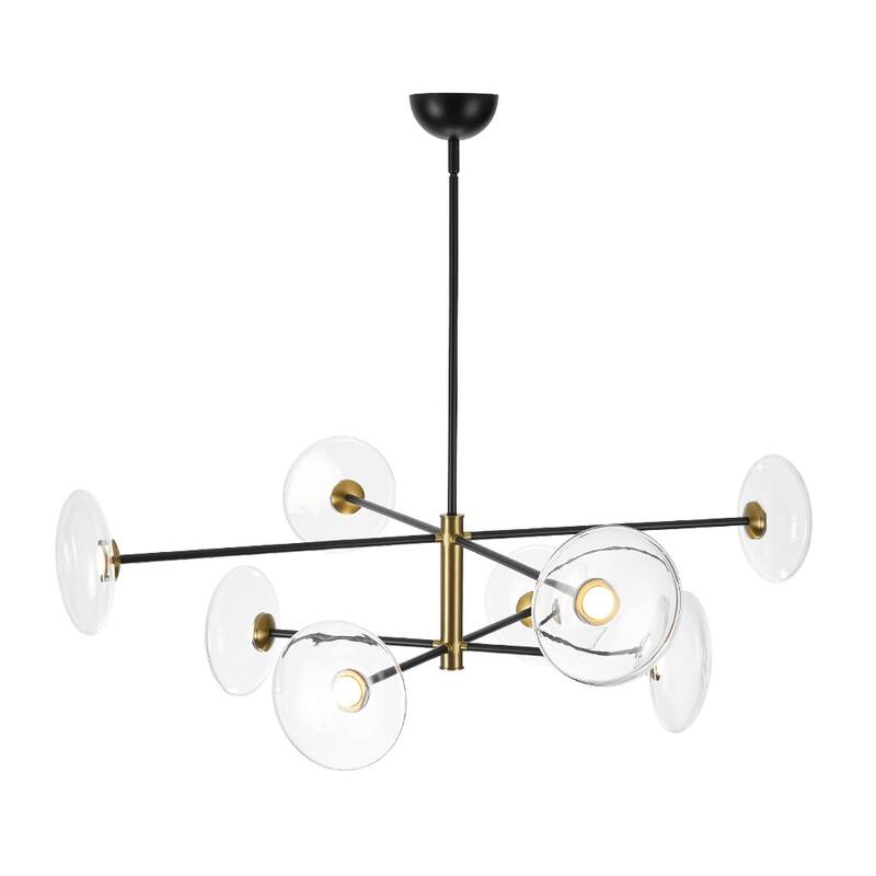Mid-Century 8-Light Disc Glass Dimmable LED Sputnik Chandelier - N/A