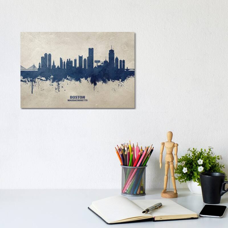 iCanvas "Boston Massachusetts Skyline Concrete" by Michael Tompsett Canvas Print - 8x12x0.75