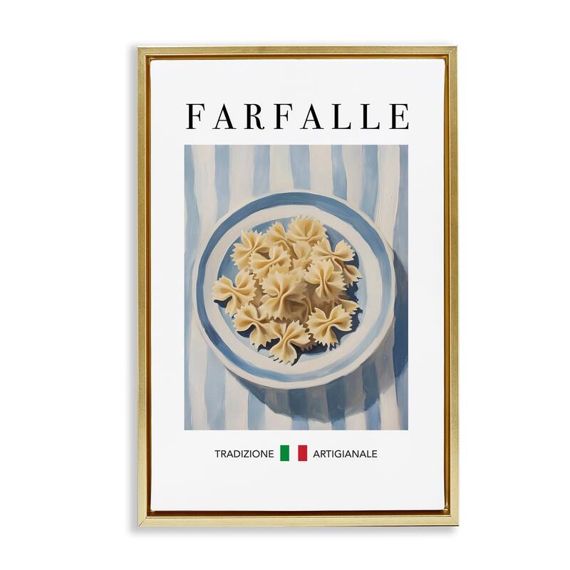 Stupell Traditional Farafalle Pasta Framed Floater Canvas Wall Art Design By Andreas Magnusson - 21 x 31 - Gold