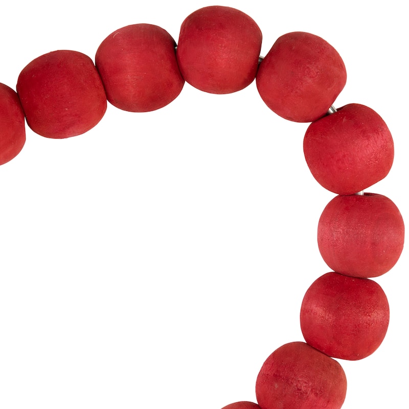 Wooden Beads with Rose Valentine's Day Heart Wall Decoration - 10.25" - Red
