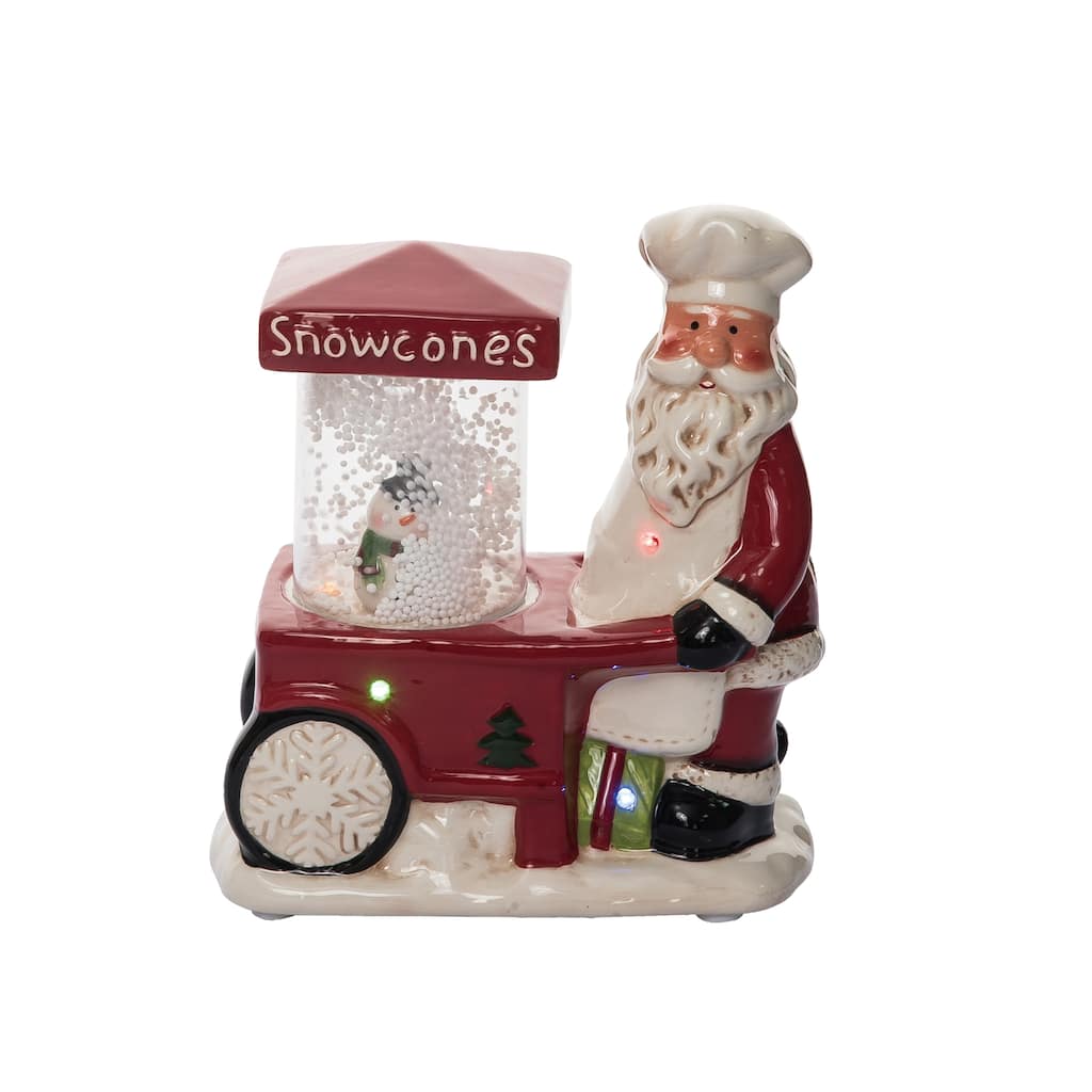 Transpac 8.75 in. Holiday Santa Vending Cart with Music