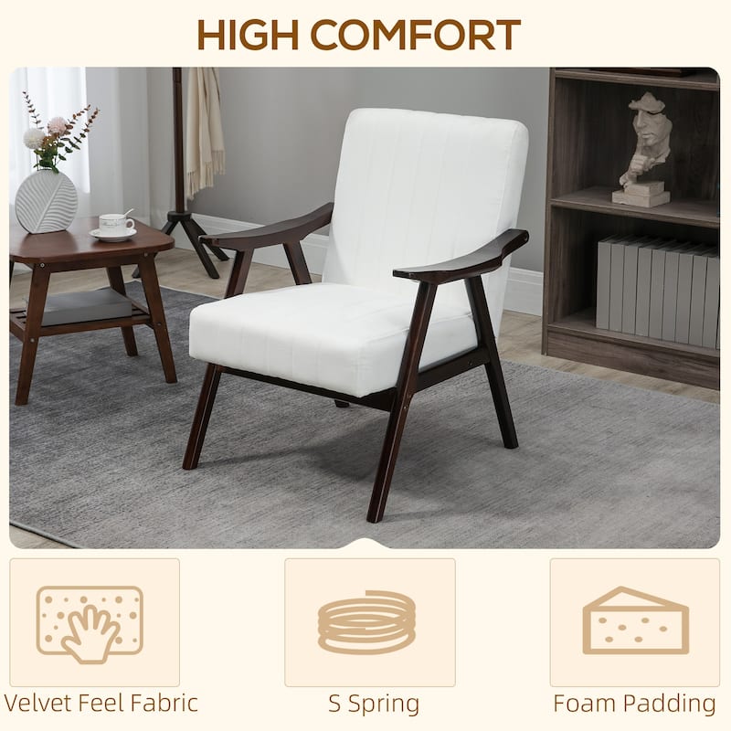 HOMCOM Accent Chair with Softness & Support, Upholstered Arm Chair for Living Room Furniture, Comfy Chair with Wood Legs