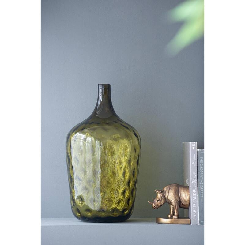 21" Olive Green Hammered Glass Table Vase - 11.80