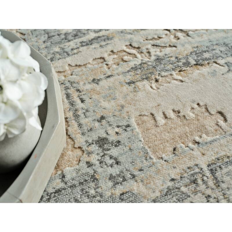 Infinity Handmade Wool/Nylon in Silver/Blue/Gray Area Rug