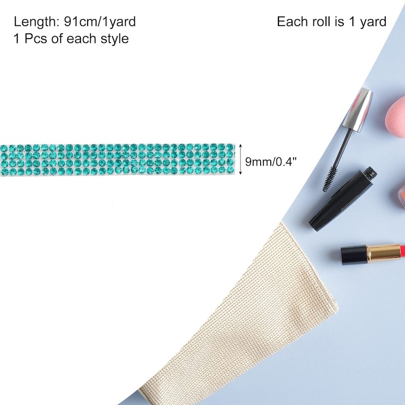 6pcs Self-Adhesive Rhinestone Ribbon for DIY Arts Craft - Peacock Blue