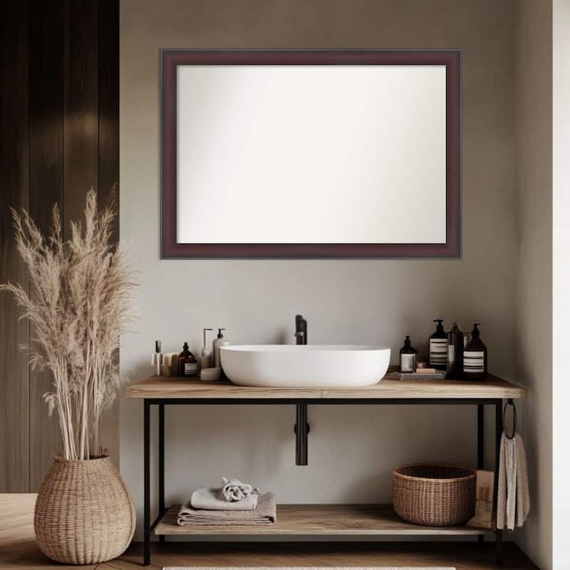 Grand Narrow Non-Beveled Framed Bathroom Vanity Wall Mirror
