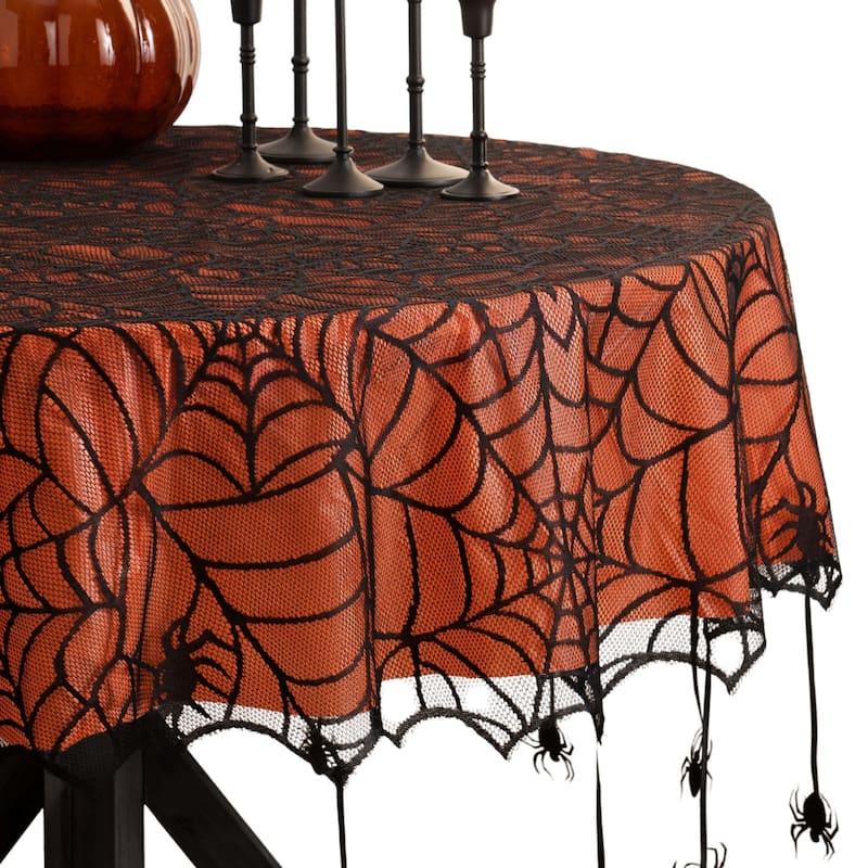 Crawling Halloween Spider Lace Lined Tablecloth
