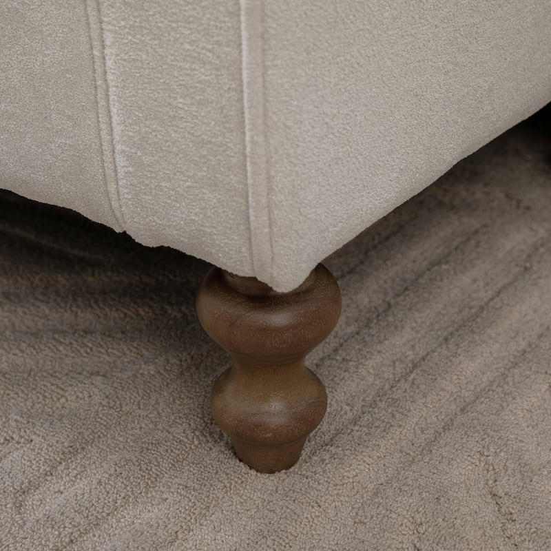 Large Storage Ottoman Bench, End of Bed Bench with Rolled Arms, Wood Legs, Button Tufted Storage Bench with Double Lids