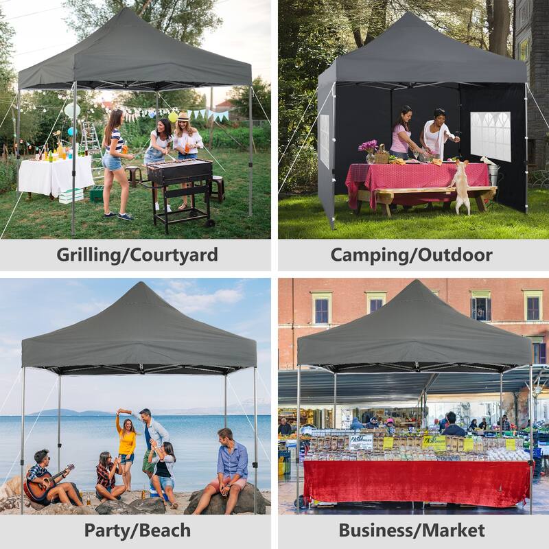Aoodor 10' x 10' Pop Up Canopy with Church Windows Sidewalls - 10x10ft