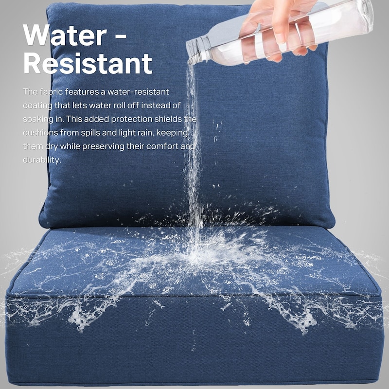 22" W x 24" D x 6" T Water & Fade Resistant Outdoor Lounge Chair Replacement Cushion Set